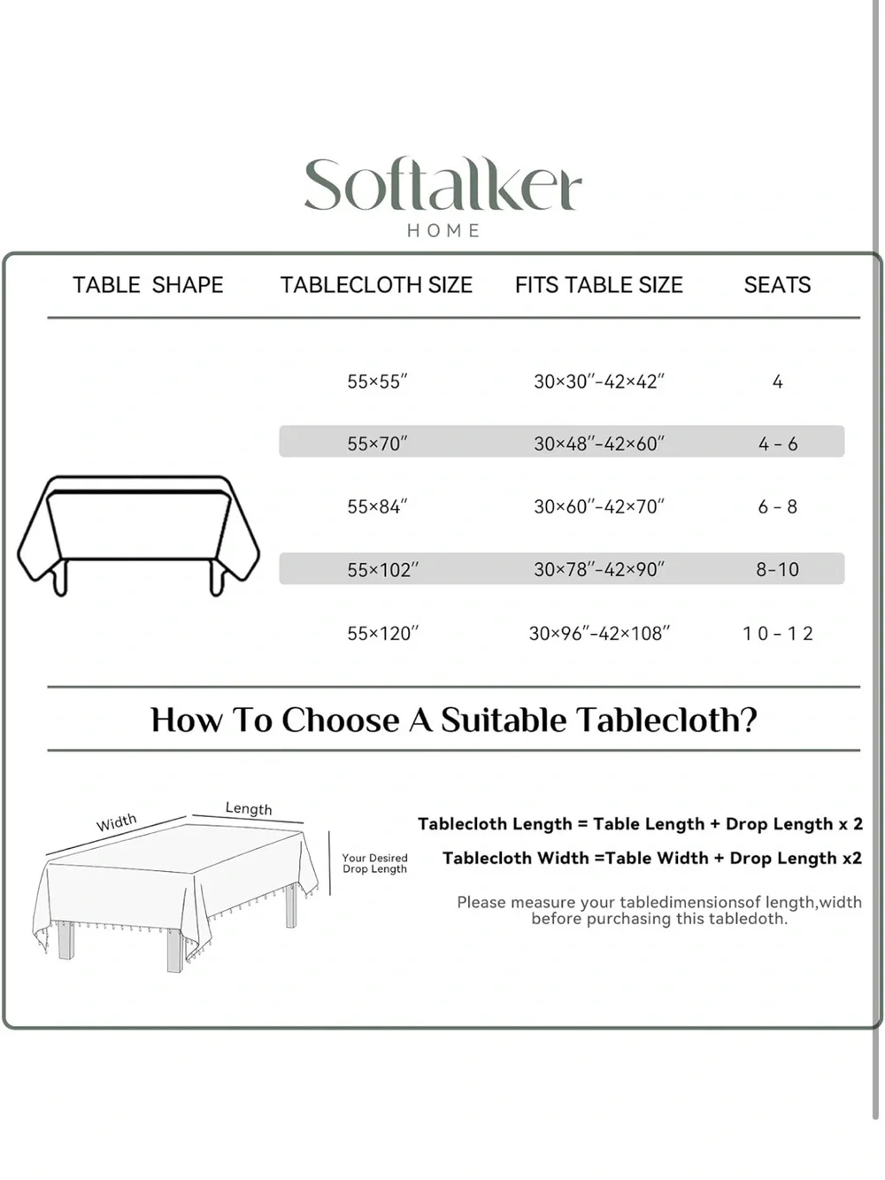 NEW Softalker Checkered Tablecloth, Linen Texture Cotton Gingham w/Tassels